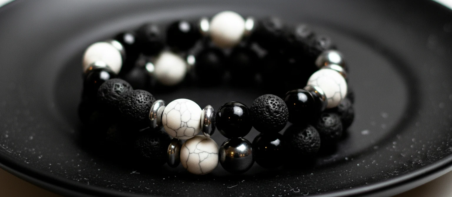 Black and white bead bracelet